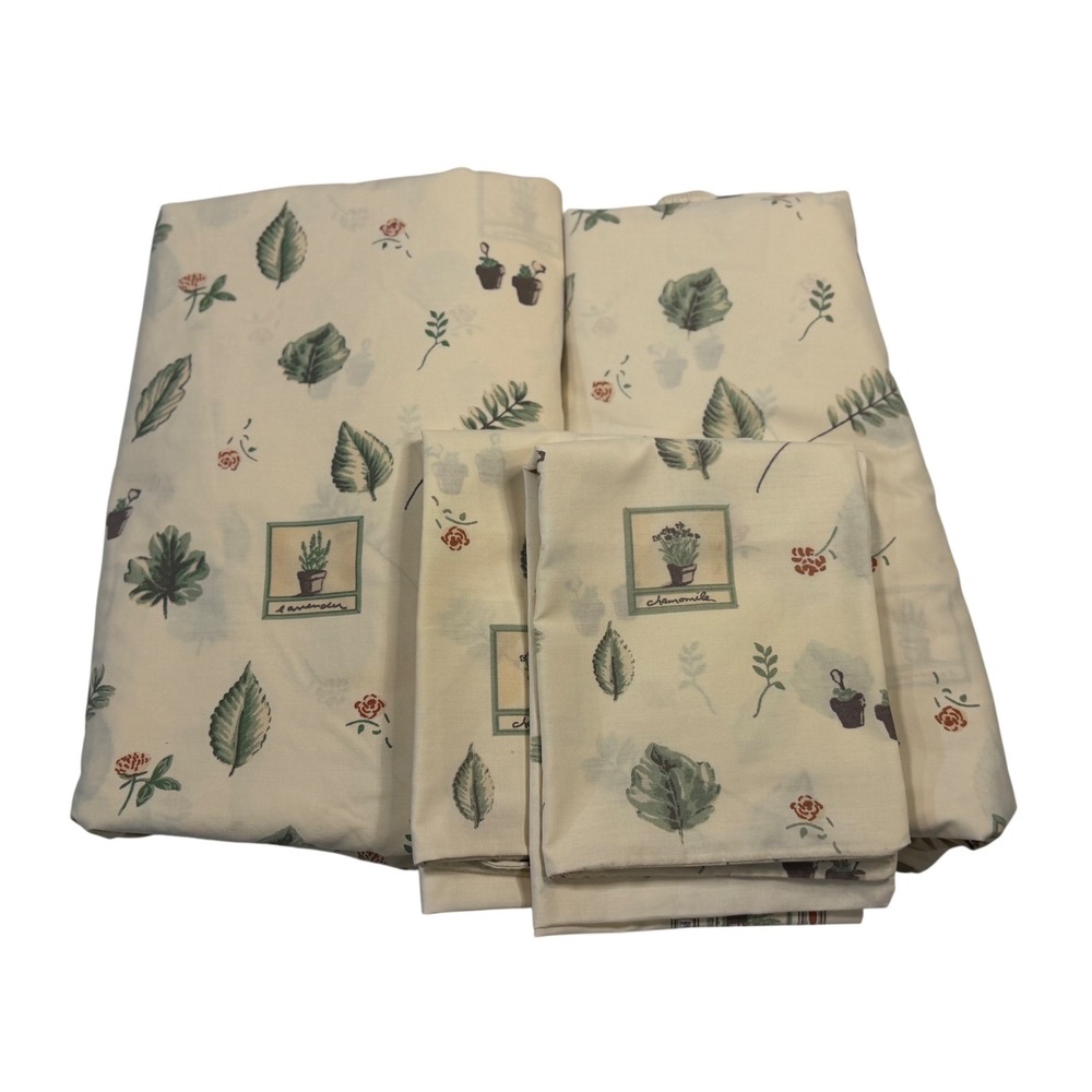VTG Pfaltzgraff Naturewood Full Sheet Set (4pc) Flat Fitted 2 Pillow Cases